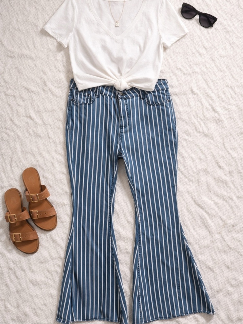 Striped Blue Flared Women's Jeans